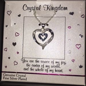 Crystal Kingdom heart Fine Silver Plated Necklace